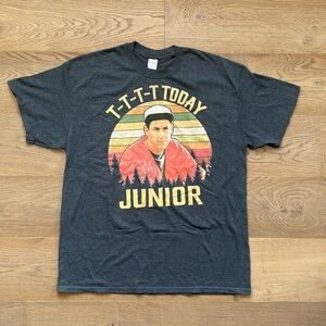 Gildan Charcoal Graphic Tee with Red and Yellow Design